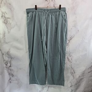 Athleta Pants Womens 16 Trekkie Straight Crop Blue Wide Leg Drawstring Pull On